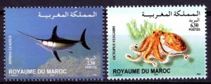 Morocco 2004 OCTOPUS VULGARIS MARINE LIFE 2 values Perforated Mint (NH)