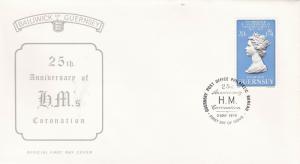 Guernsey 1978 25th Anniversary of the Coronation FDC  Unadressed with encl. VGC