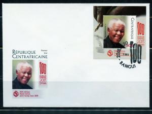 CENTRAL AFRICA  2018 NELSON  MANDELA  SOUVENIR SHEET FIRST DAY COVER