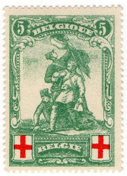 (I.B) Belgium Great War Cinderella : Red Cross Charity Stamp 5c