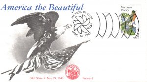 #2001 Wisconsin Birds - Flowers KMC FDC