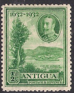 Antigua 1932 KGV 1/2d Green Tercentenary MM SG 81 ( L1202 )