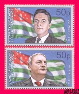 ABKHAZIA 2019 Famous People First Presidents Ardzinba Bagapsh Background of Flag