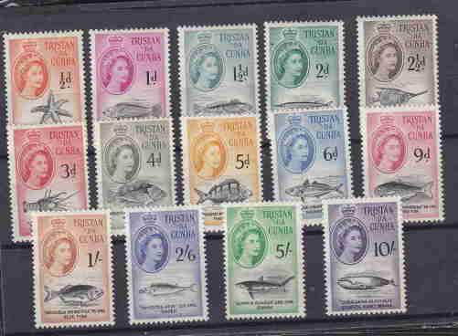 TRISTAN DA CUNHA MINT O.G. SET WHALE, FISH AAE1290