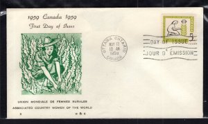 Canada #385  (1959 Country Women issue) unaddressed H&E cachet FDC