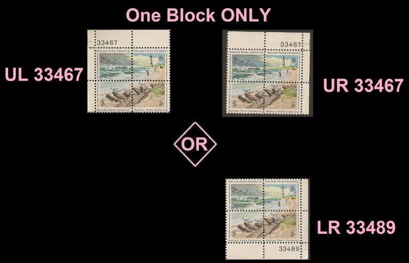 US 1448-1451 1451a National Parks Centennial 2c plate block (4 stamps) MNH 1972