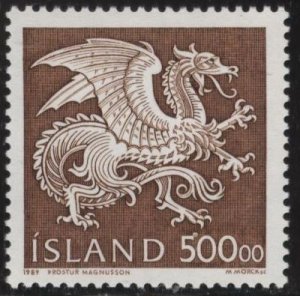 Iceland 677 (mnh) 500k guardian spirits: dragon (1989)