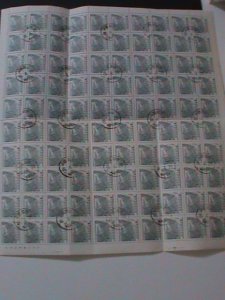 KOREA-1962 SC#372- 8TH CENTURY KING SONGDOK BELL-FULL SHEET OF 100 CTO NH VF