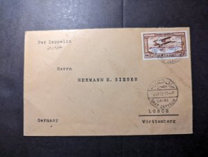 1931 Egypt Airmail LZ 127 Graf Zeppelin Cover Cairo to Lorch Wurtt Germany