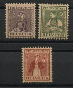 SWITZERLAND, PRO JUVENTUTE SEMIPOSTALS 1917 F/VF MNH SET