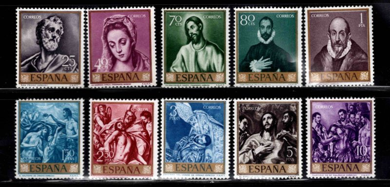 SPAIN Scott 973-982 MNH* * el Greco Art works Gold Frame series