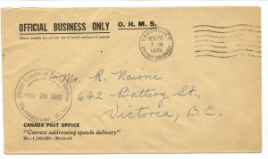 ?1945 blackout Secretarial Divsion Dist. Director Postal servies cover Canada