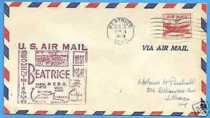 90E27  BEATRICE, NEB. - MID-WEST A/L 1949 AM 90, FIRST FLIGHT AIRMAIL COVER.