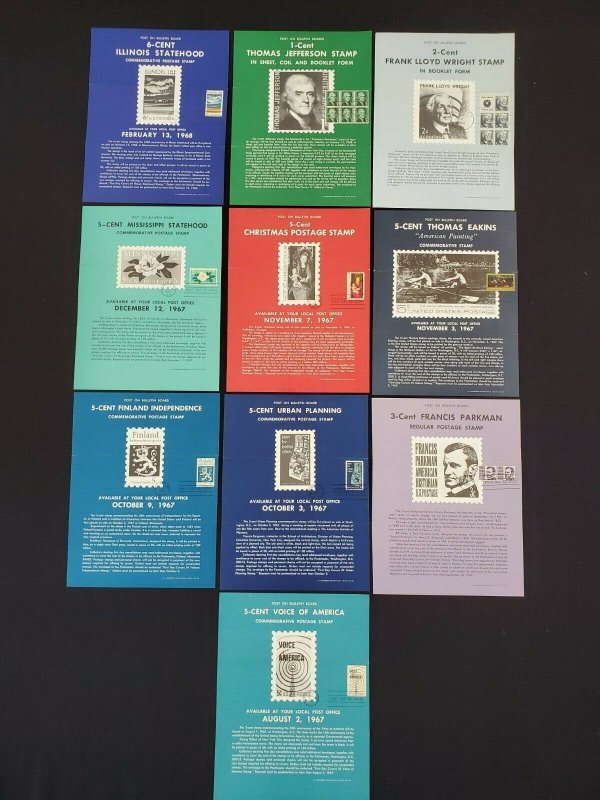 1967 & 1968 Vintage USPS Bulletin Board Poster Folded Lot of 10 w/ FDI Cancel 