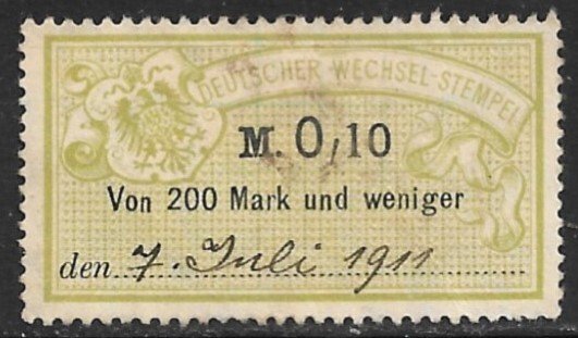 GERMANY 1900 0,10 Without Year 18 Bill of Exchange Revenue Erler No. AJ113 VFU