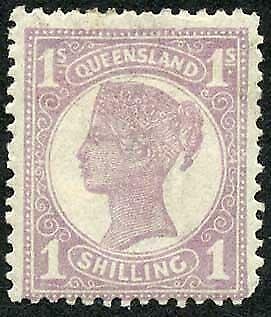 Queensland SG251 1/- Pale Mauve M/M (hinge remainder) Cat 14 pounds