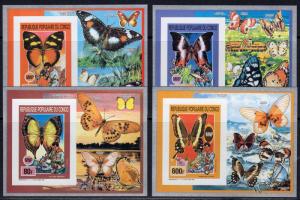 Congo 1991 Butterflies/Scouts 4 S/S MNH Sc.869/871/872/874 IMPERF.