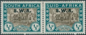 South West Africa 1938 ½d+½d brown & green SG111 unused pair