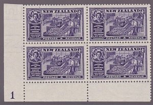 NEW ZEALAND 1936 Commerce 4d plate block of 4 mint..........................Z353