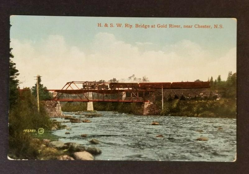 1913 Liverpool Nova Scotia to Boston H & SW Rly Bridge Picture Postcard Cover