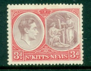 St Kitts Nevis 1938-48 KGVI Pictorial Columbus Looking for Land 3d MLH