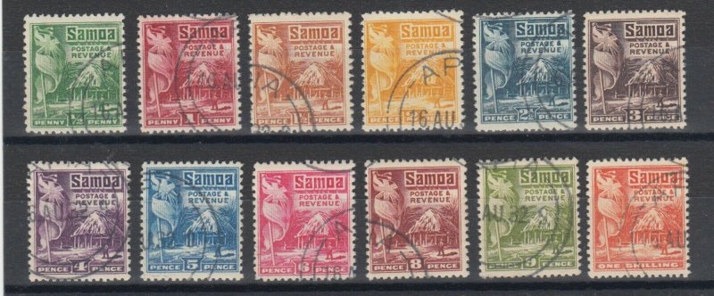 Samoa Sc 142-153 used. 1921 Flag & Samoan House, complete set, fresh, sound, VF