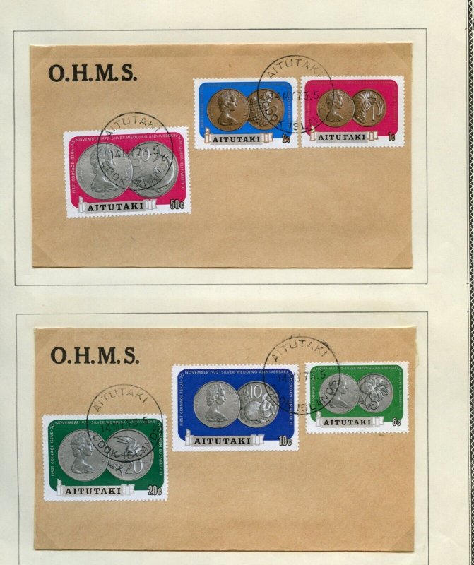 AITUTAKI COIN ISSUE ON THREE OHMS 1973 FIRST DAY COVERS +TWO MINT