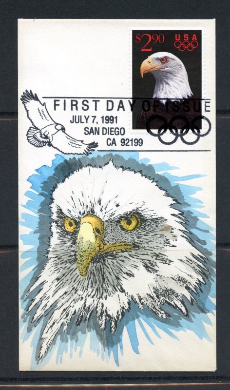 U.S. #2540 (U019) Eagle hand Painted FDC, $2.90 issue, VF cond