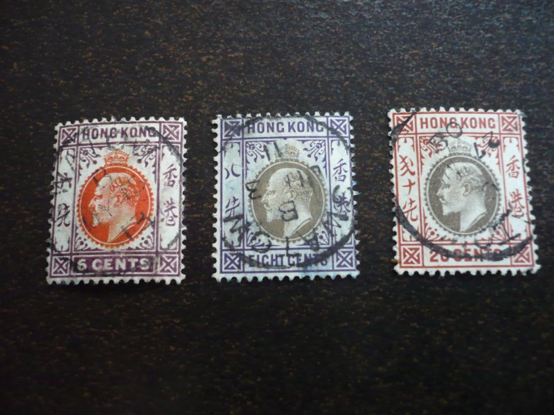 Stamps - Hong Kong (Swatow) - Scott# 92,93,97 - Used Part Set of 3 Stamps