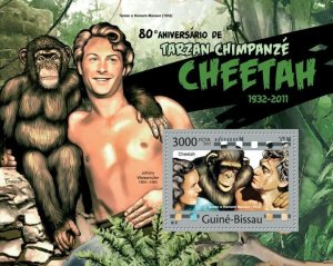 Guinea 2012 MNH - Chimpanzee Cheetah in Tarzan (80th Anniversary).