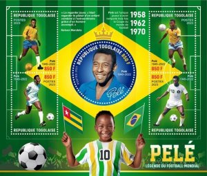 Togo - 2023 Professional Footballer Pele Tribute - 4 Stamp Sheet - TG230130a