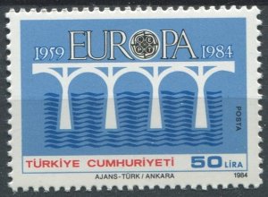 Turkey Sc#2275 MNH, 50L bl & multi, Europa (C.E.P.T.) 1984 - Bridge-25th Anni...