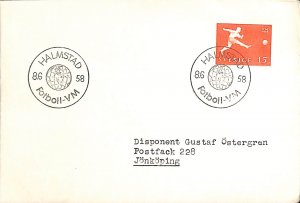 Sweden Scott 524 Soccer World Cup 1958 football postmark Halmstad 1