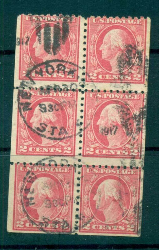 USA 1913-15 Sc#425 2c rose red Washington Perf 10 Wmk S/L Booklet pane FU lot...