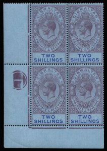 Gibraltar #85 Cat$84+ (for hinged singles), 1921-32 2sh gray violet and ultra...