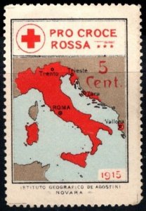1915 Italy Cinderella Poster Stamp Pro Croce Rossa (Red Cross) Unused