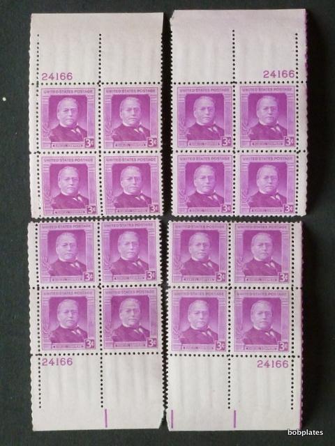 #988 Gompers Matched Set of 4 Plate Blocks 24166 VF NH