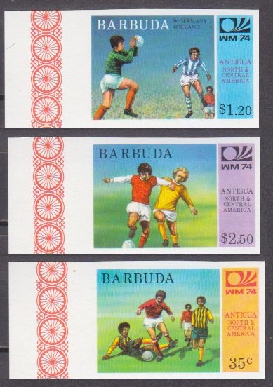 1974 Barbuda 175-177b 1974 World championship on football of Munich