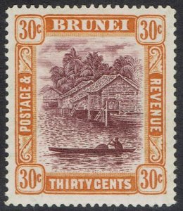 BRUNEI 1924 RIVER VIEW 30C WMK MULTI SCRIPT CA