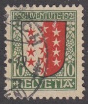 Switzerland # B18, Valais Coat of Arms, Used, 1/3 Cat.