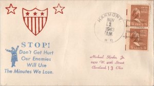 United States Rhode Island Harmony 1943 4c-bar  Stop! Don't Get Hurt Our Enem...