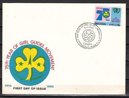 Pakistan, Scott cat. 641. 75th Anniversary of Girl Scouts . First day cover. ^