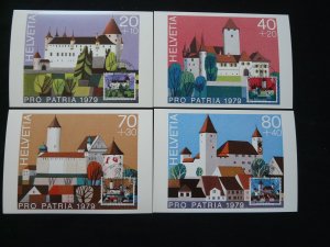 castles Pro Patria set of 4 maximum cards Switzerland 1979