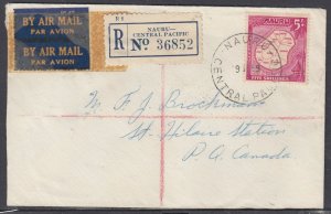 Naru Scott 47 - Sep 19, 1959 Registered Cover to Canada