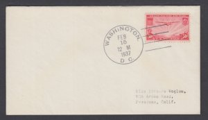 US Sc C22 FDC. 1937 50c carmine Trans-Pacific, Washington DC cds cancel, fresh