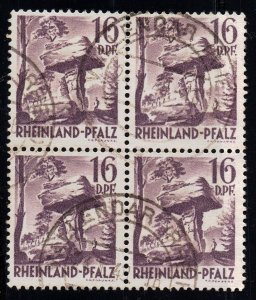 Germany RHINE-PALATINATE RHEINLAND PFALZ MICHEL #22 USED BLOCK OF 4