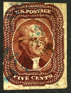 U.S. #12 Used Blue Cancel, Thin