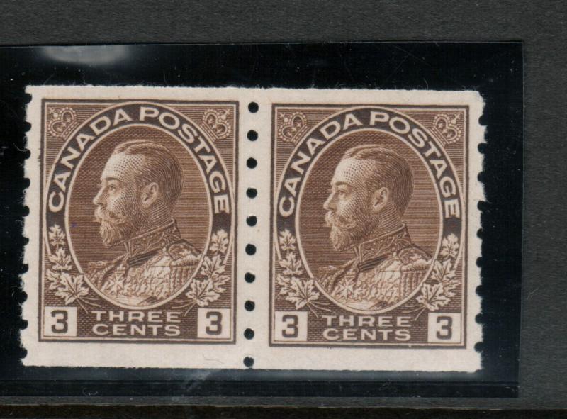 Canada #129 Very Fine Never Hinged Coil Pair 