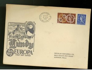 1961 Lundy England First Day Cover Europa FDC