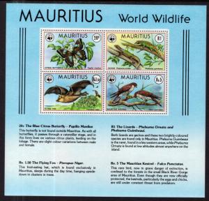 Mauritius 472a Animals Souvenir Sheet MNH VF